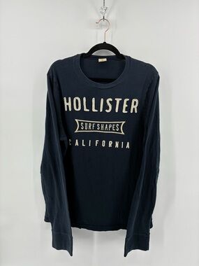 Hollister Navy 'Surf Shapes California' Long Sleeve Tee